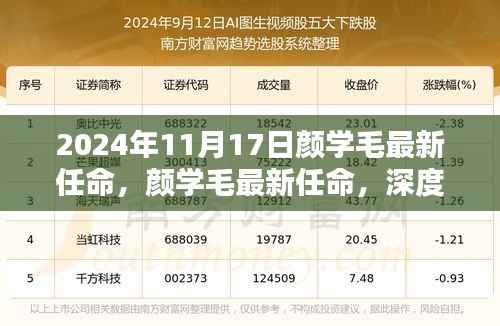 颜学毛最新任命揭晓,深度评测与详细介绍