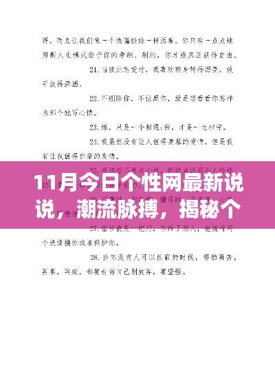 揭秘最新个性网说说背后的故事,潮流脉搏与个性风采的碰撞(11月更新)