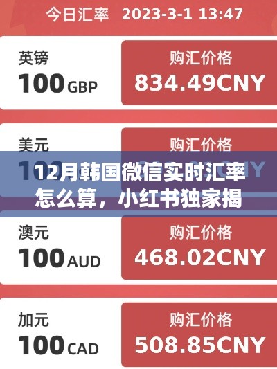 小红书独家揭秘,12月韩国微信实时汇率计算全攻略与实用技巧