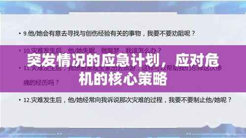 突发情况的应急计划,应对危机的核心策略