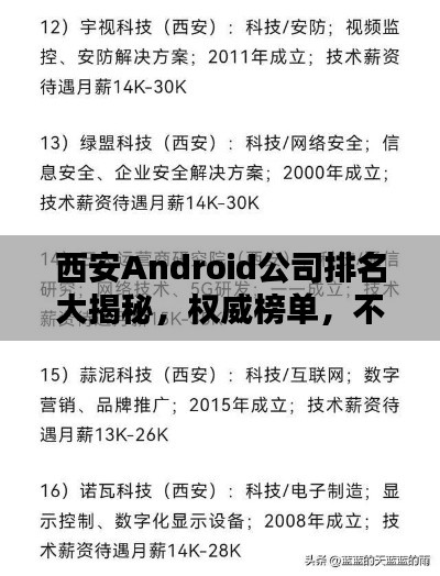 西安Android公司排名大揭秘,权威榜单,不容错过!