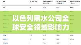 以色列黑水公司全球安全领域影响力排名及地位解析