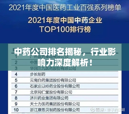 中药公司排名揭秘,行业影响力深度解析!